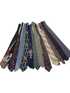 Vintage Mixed Neck Ties Patterns Colors Various Brands Polyester Silk Lot Of 12
